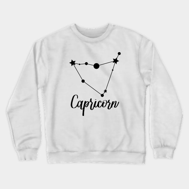 Capricorn Zodiac in Black Crewneck Sweatshirt by Kelly Gigi